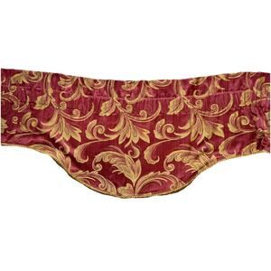 2 Vintage JC Penney Luxury Valances Red Golden Tan Embroidered Curtains Short